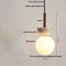 GobekUsa LED Pendant Lamp White Glass Ball Yellow Travertine Hanging Light