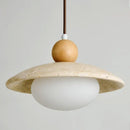 GobekUsa LED Pendant Lamp White Glass Wire Adjustable Travertine Hanging Lights