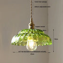 GobekUsa LED Pendant Lamp with Adjustable Wire, Copper Socket, Walnut Wood, Green Glass