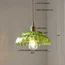 GobekUsa LED Pendant Lamp with Adjustable Wire, Copper Socket, Walnut Wood, Green Glass