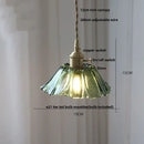 GobekUsa LED Pendant Lamp with Adjustable Wire, Copper Socket, Walnut Wood, Green Glass