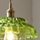 GobekUsa LED Pendant Lamp with Adjustable Wire, Copper Socket, Walnut Wood, Green Glass