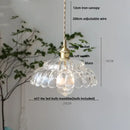 GobekUsa LED Pendant Lamp with Adjustable Wire, Copper Socket, Walnut Wood, Green Glass