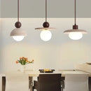 GobekUsa LED Pendant Lamp with Wood Canopy & White Glass Chandelier - Yellow Travertine Kitchen Bedroom Lighting