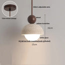 GobekUsa LED Pendant Lamp with Wood Canopy & White Glass Chandelier - Yellow Travertine Kitchen Bedroom Lighting