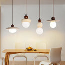 GobekUsa LED Pendant Lamp with Wood Canopy & White Glass Chandelier - Yellow Travertine Kitchen Bedroom Lighting