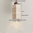 GobekUsa LED Pendant Lamp Yellow Travertine Stone Wood Nordic Modern Hanging Light