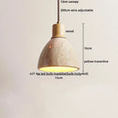 GobekUsa LED Pendant Lamp Yellow Travertine Stone Wood Nordic Modern Hanging Light