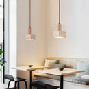 GobekUsa LED Pendant Lamp Yellow Travertine Stone Wood Nordic Modern Hanging Light