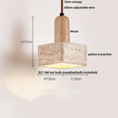 GobekUsa LED Pendant Lamp Yellow Travertine Stone Wood Nordic Modern Hanging Light