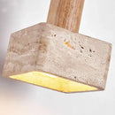 GobekUsa LED Pendant Lamp Yellow Travertine Stone Wood Nordic Modern Hanging Light