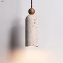 GobekUsa LED Pendant Lamp Yellow Travertine Wood Hanging Light Fixture Luminaire
