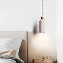 GobekUsa LED Pendant Lamp Yellow Travertine Wood Hanging Light Fixture Luminaire