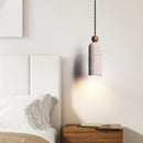 GobekUsa LED Pendant Lamp Yellow Travertine Wood Hanging Light Fixture Luminaire