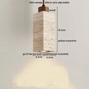 GobekUsa LED Pendant Lamp Yellow Travertine Wood Hanging Light Fixture Luminaire