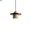 GobekUsa LED Pendant Lamp Yellow Travertine Wood Nordic Minimalism Hanging Light