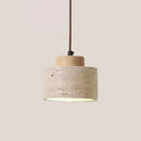GobekUsa LED Pendant Light Fixture Modern Wood Canopy Yellow Travertine Luminaire