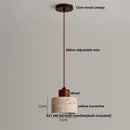 GobekUsa LED Pendant Light Fixture Modern Wood Canopy Yellow Travertine Luminaire
