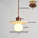 GobekUsa LED Pendant Light Fixture Modern Wood Canopy Yellow Travertine Luminaire