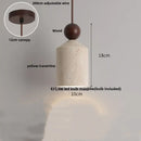GobekUsa LED Pendant Light Fixture Modern Wood Canopy Yellow Travertine Luminaire