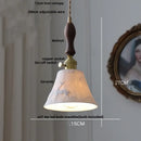 GobekUsa LED Pendant Light Fixture Walnut Wood Ceramic Knob Switch Hanging Lamp