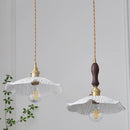 GobekUsa LED Pendant Light Fixture Walnut Wood Ceramic Knob Switch Hanging Lamp