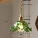 GobekUsa LED Pendant Light Fixture with Copper Socket & Green Glass, Modern Nordic Lamp