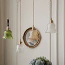 GobekUsa LED Pendant Light Fixture with Copper Socket & Green Glass, Modern Nordic Lamp