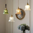 GobekUsa LED Pendant Light Fixture with Copper Socket & Green Glass, Modern Nordic Lamp