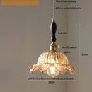 GobekUsa LED Pendant Light Fixture with Copper Socket & Green Glass, Modern Nordic Lamp