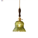 GobekUsa LED Pendant Light Fixture with Copper Socket & Green Glass, Modern Nordic Lamp