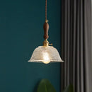 GobekUsa LED Pendant Light Fixture Wood Handle Clear Glass Modern Hanging Lamp
