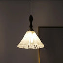 GobekUsa LED Pendant Light: Japan Style White Glass, Copper Socket, Walnut Wood Lamp