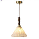 GobekUsa LED Pendant Light: Japan Style White Glass, Copper Socket, Walnut Wood Lamp