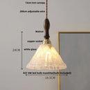 GobekUsa LED Pendant Light: Japan Style White Glass, Copper Socket, Walnut Wood Lamp