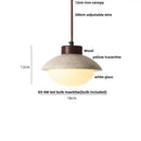 GobekUsa LED Pendant Light: Japanese Style, Yellow Travertine Wood, Adjustable Hanging Lamp.