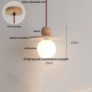 GobekUsa LED Pendant Light: Japanese Style, Yellow Travertine Wood, Adjustable Hanging Lamp.