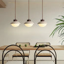 GobekUsa LED Pendant Light: Japanese Style, Yellow Travertine Wood, Adjustable Hanging Lamp