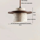 GobekUsa LED Pendant Light: Japanese Style, Yellow Travertine Wood, Adjustable Hanging Lamp.