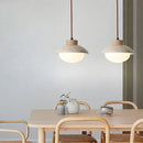 GobekUsa LED Pendant Light: Japanese Style, Yellow Travertine Wood, Adjustable Hanging Lamp.