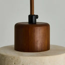 GobekUsa LED Pendant Light: Modern Nordic Wood Canopy Yellow Travertine Luminaire