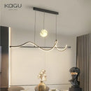 GobekUsa LED Pendant Light - Modern White/Black Long Line for Home, Restaurant, Office