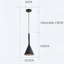 Modern matte black & blue led pendant light living room conical shade by Decorbites