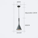 Modern matte black & blue led pendant light living room conical shade by Decorbites