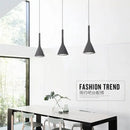 Modern matte black & blue led pendant light living room conical shade by Decorbites