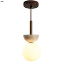GobekUsa LED Pendant Light Stone Wood Glass Nordic Modern Hang Lamp