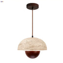 GobekUsa LED Pendant Lights Bar Decor Yellow Travertine Stone Wood Hang Lamp