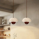 GobekUsa LED Pendant Lights Bar Decor Yellow Travertine Stone Wood Hang Lamp