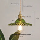 GobekUsa LED Pendant Lights Green Glass Copper Socket with Walnut Wood - Nordic Modern