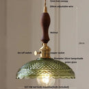 GobekUsa LED Pendant Lights Green Glass Copper Socket with Walnut Wood - Nordic Modern